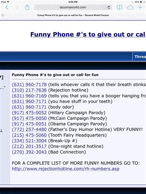 fake phone numbers that are funny